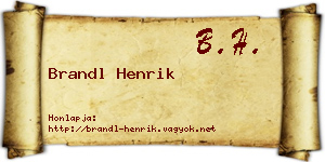 Brandl Henrik névjegykártya